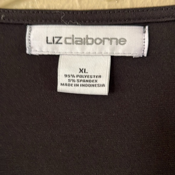 Liz Claiborne Tie Blouse Loose Fit Open V Neck Black Size XL - Picture 4 of 13